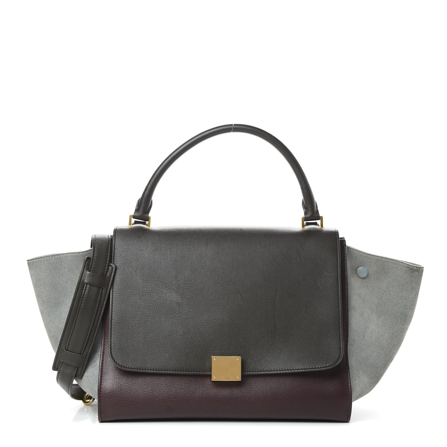 Celine Smooth Calfskin Suede Medium Tri-Color Trapeze Dark Grey 1 of 21