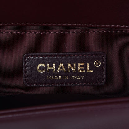 Chanel Velvet Chevron Quilted Small Boy Flap Burgundy 6 of 8