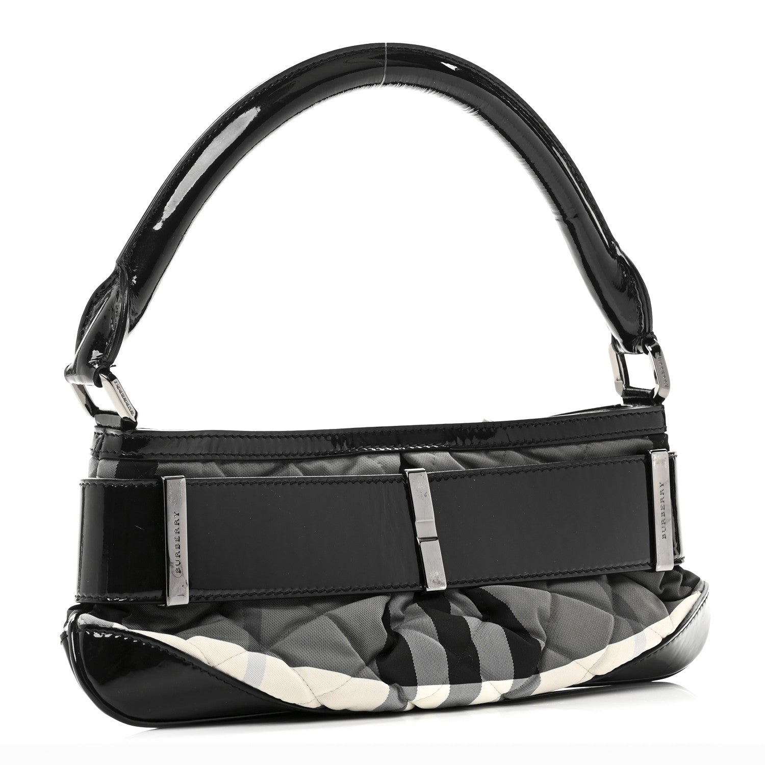 Burberry Patent Smoked Check Quilted Small Beaton Black 3 of 11