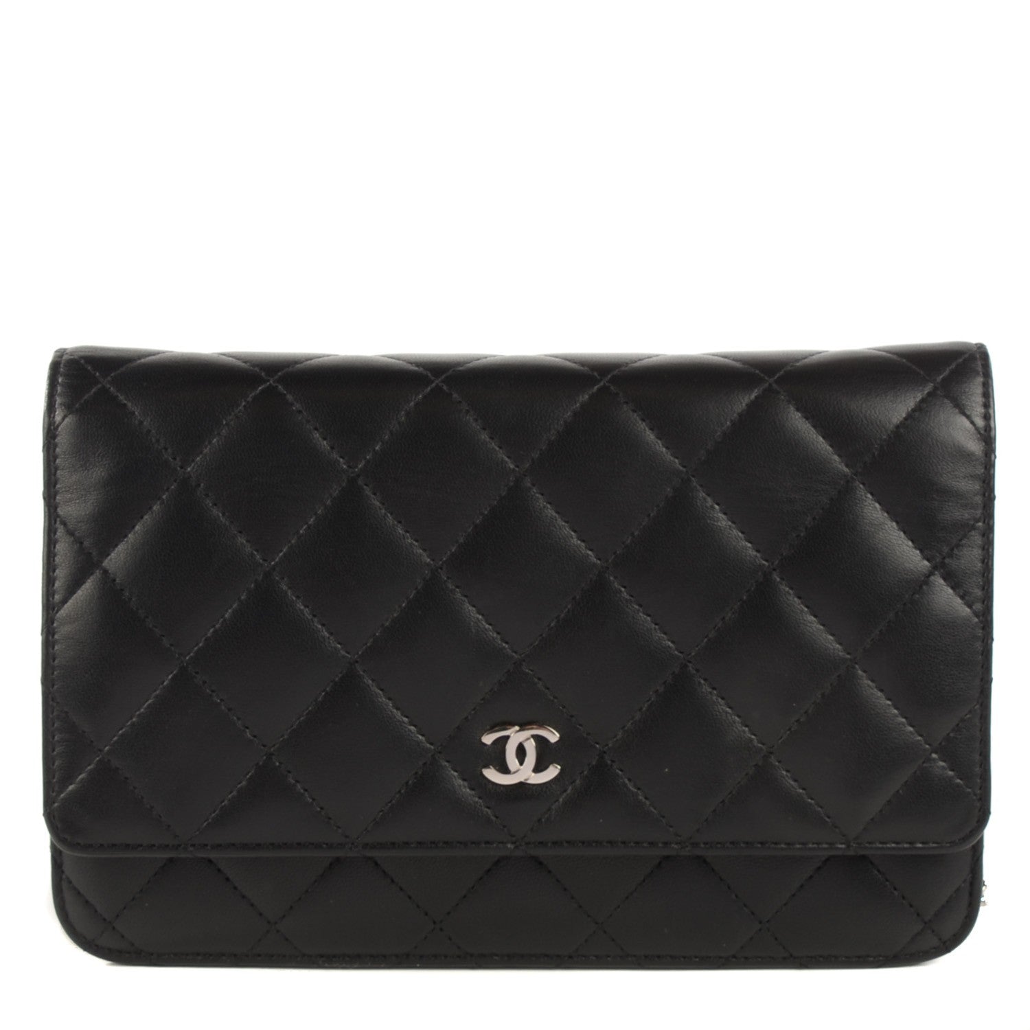 Chanel Lambskin Quilted Wallet On Chain WOC Black 1 of 8