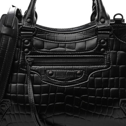 Balenciaga Semi Shiny Calfskin Crocodile Embossed Neo Classic Black Hardware S City Black 6 of 8