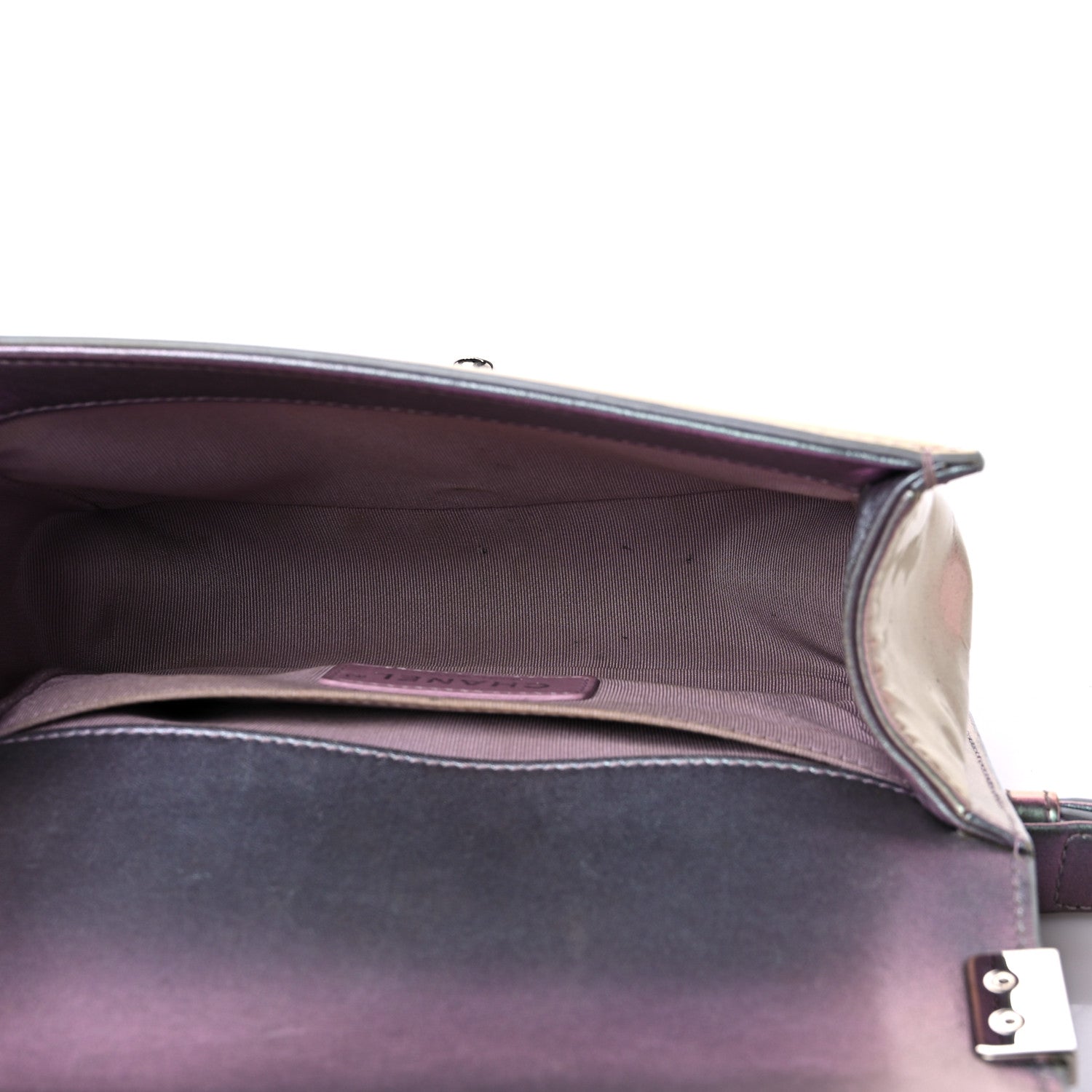 Chanel Iridescent Patent Calfskin PVC Quilted Small Boy Flap Light Purple 5 of 14