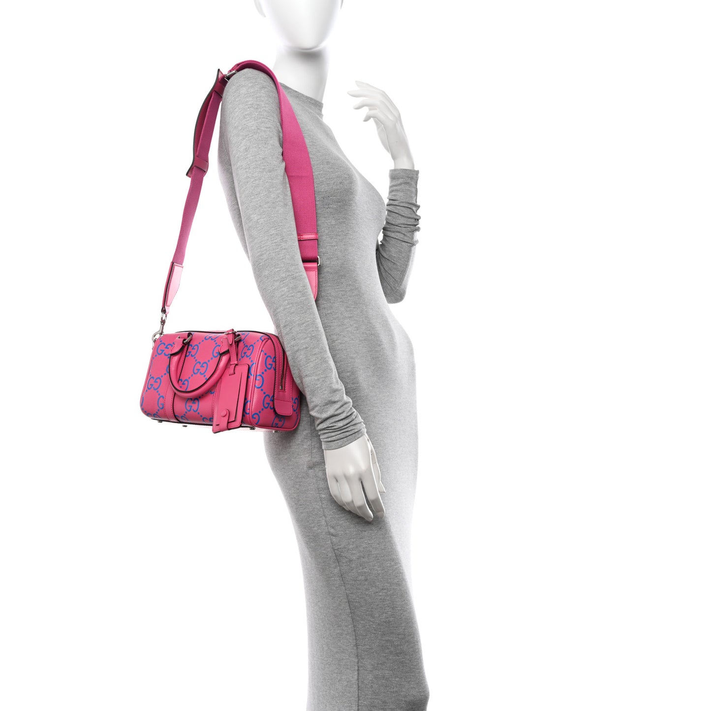 Calfskin GG Tennis Bi-Color Embossed Mini Duffle Bag Modern Fucsia Modern Blue