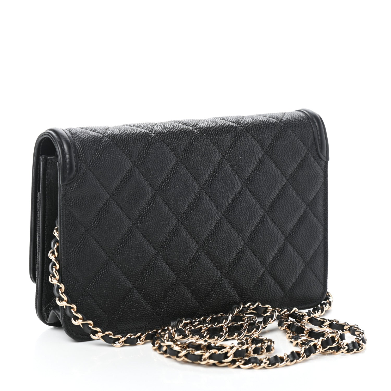 Chanel Caviar Quilted CC Filigree Wallet On Chain WOC Black 3 of 11