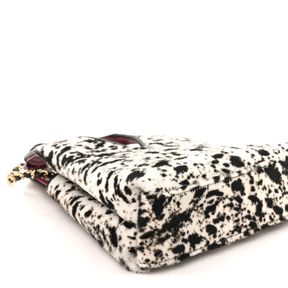 Chanel Pony Hair Printed Chic Lady Small Shopping Tote White Black 9 of 10