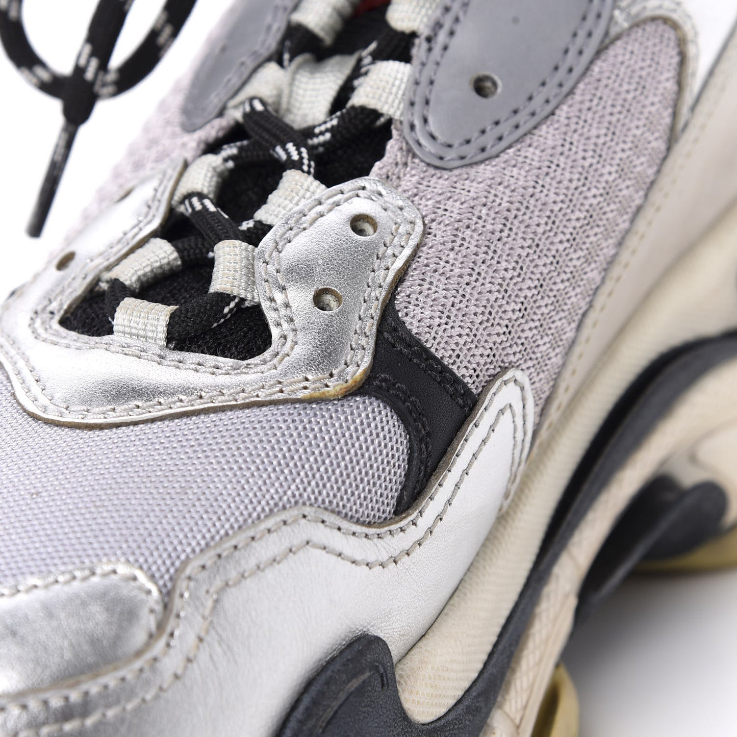 Mesh Nubuck Mens Triple S Sneakers 41 Black Argent
