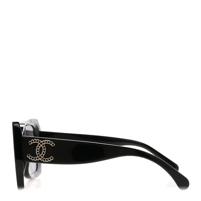 Chanel Acetate CC Polarized Square Sunglasses 5555 Black 3 of 8