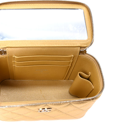 Chanel Metallic Caviar Quilted Small Top Handle Vanity Case With Chain Gold 5 of 11