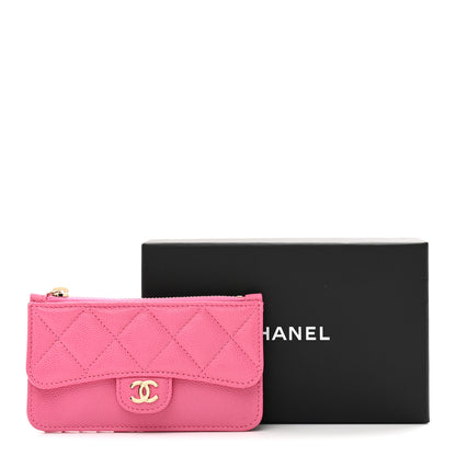 Chanel Caviar Quilted Flap Zip Card Holder Dark Pink 8 of 8