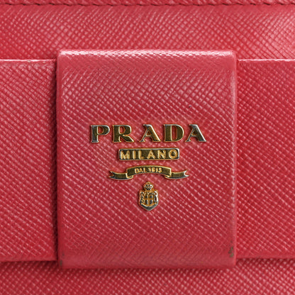 Prada Saffiano Fiocco Bow Zip Around Wallet Peonia 8 of 15