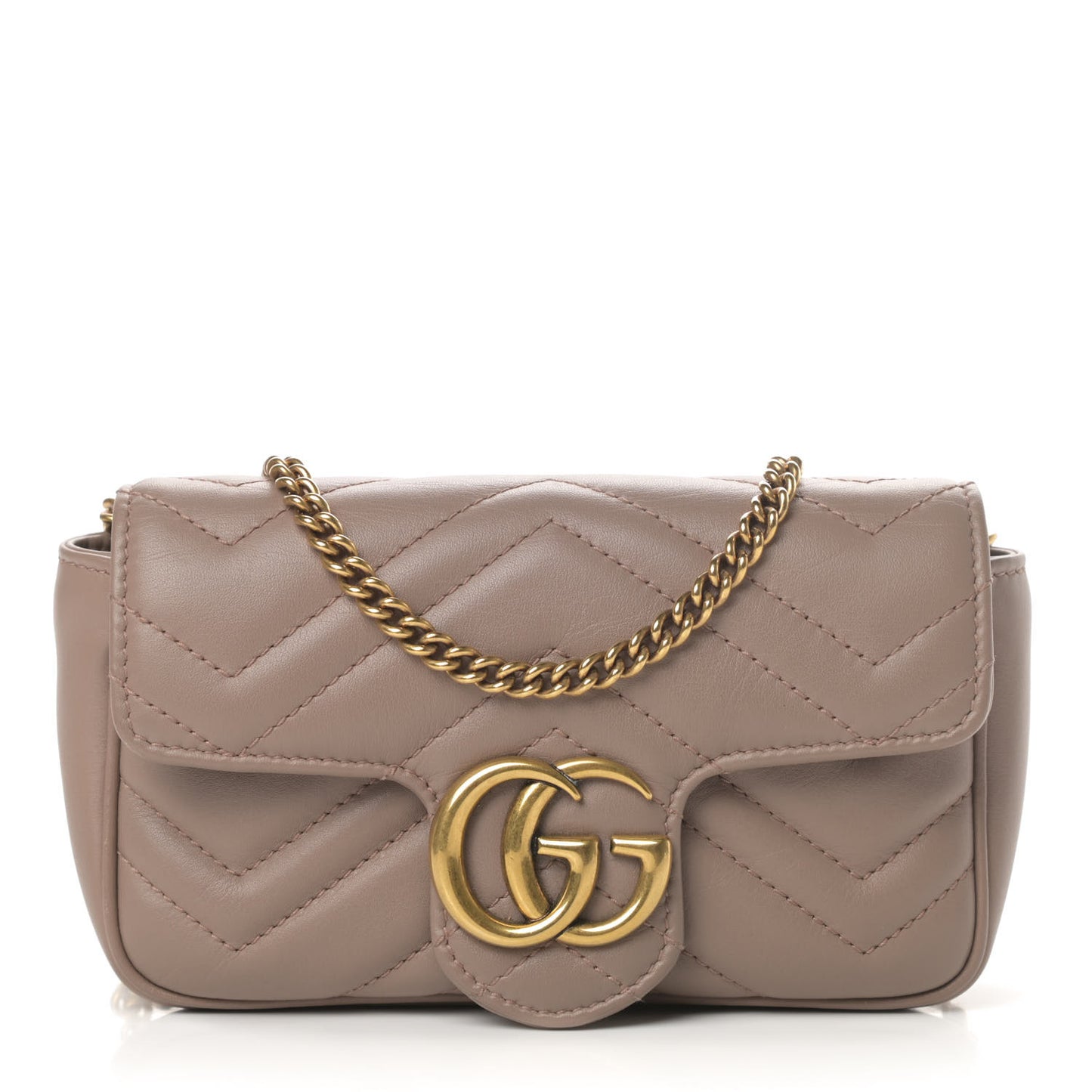 Calfskin Matelasse Super Mini GG Marmont Shoulder Bag Porcelain Rose