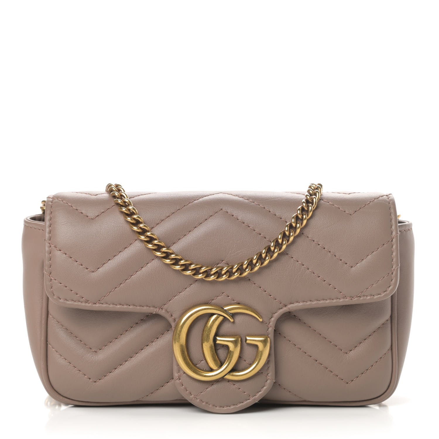 Gucci Calfskin Matelasse Super Mini GG Marmont Shoulder Bag Porcelain Rose 1 of 12