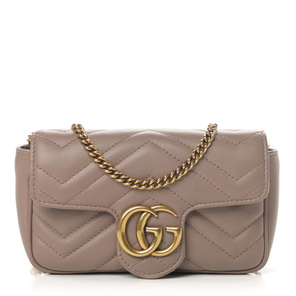 Gucci Calfskin Matelasse Super Mini GG Marmont Shoulder Bag Porcelain Rose 1 of 12