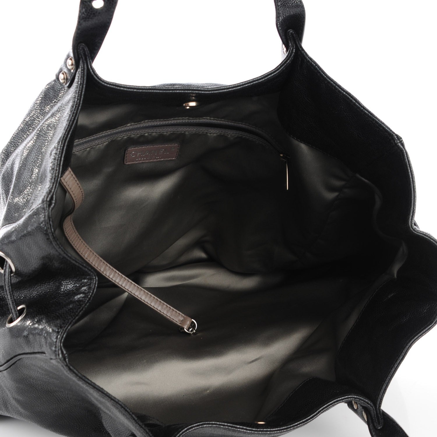 Chanel Glazed Caviar Large Pocket In The City Tote Black 8 of 9