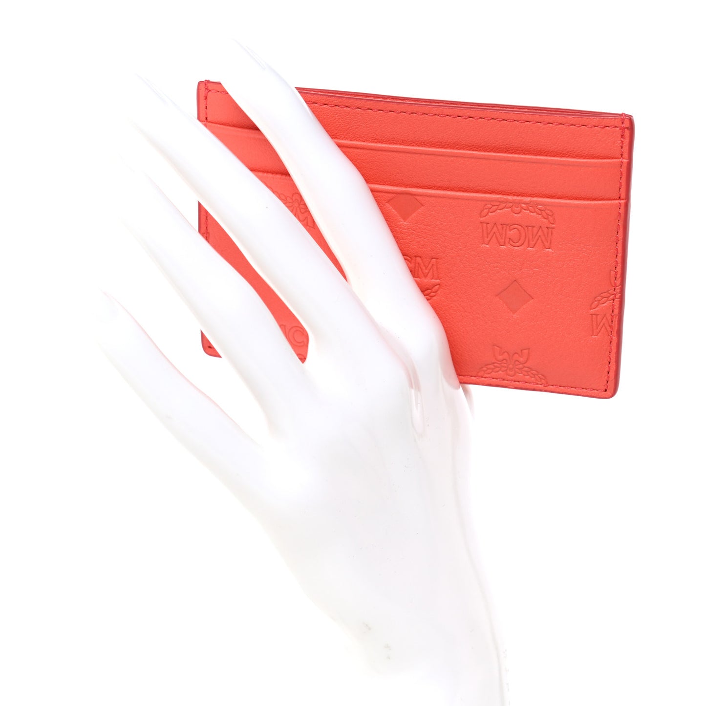 Calfskin Ottomar Monogram Card Case Hot Coral