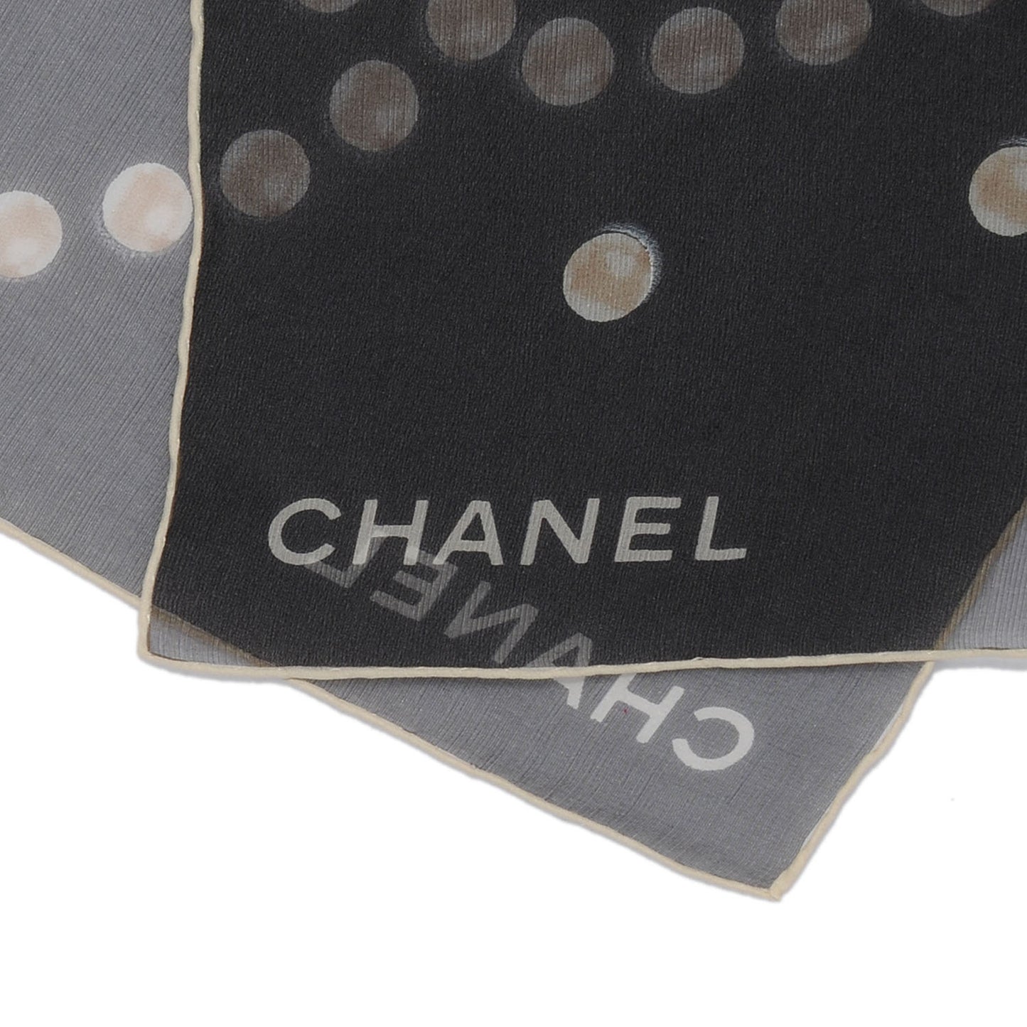 Silk Muslin Pearl CC Scarf Black
