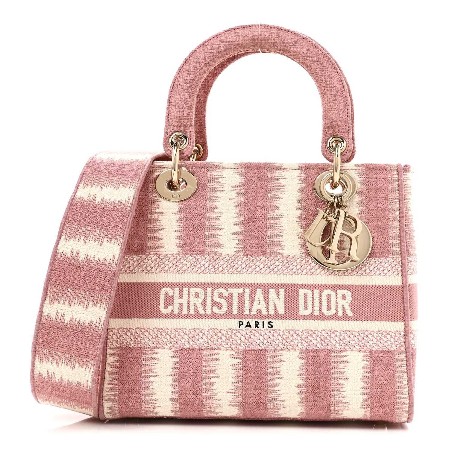 Christian Dior Canvas Medium D-Stripes Lady D-Lite Pink 1 of 9
