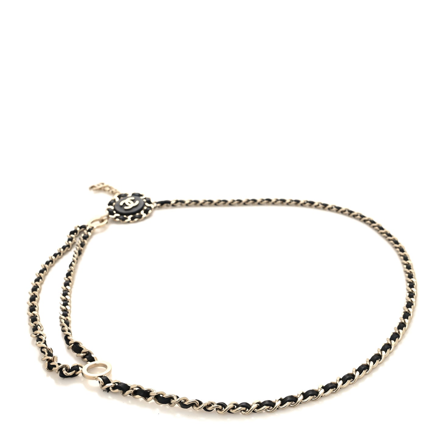 Lambskin Chain CC Fancy Belt Black Gold