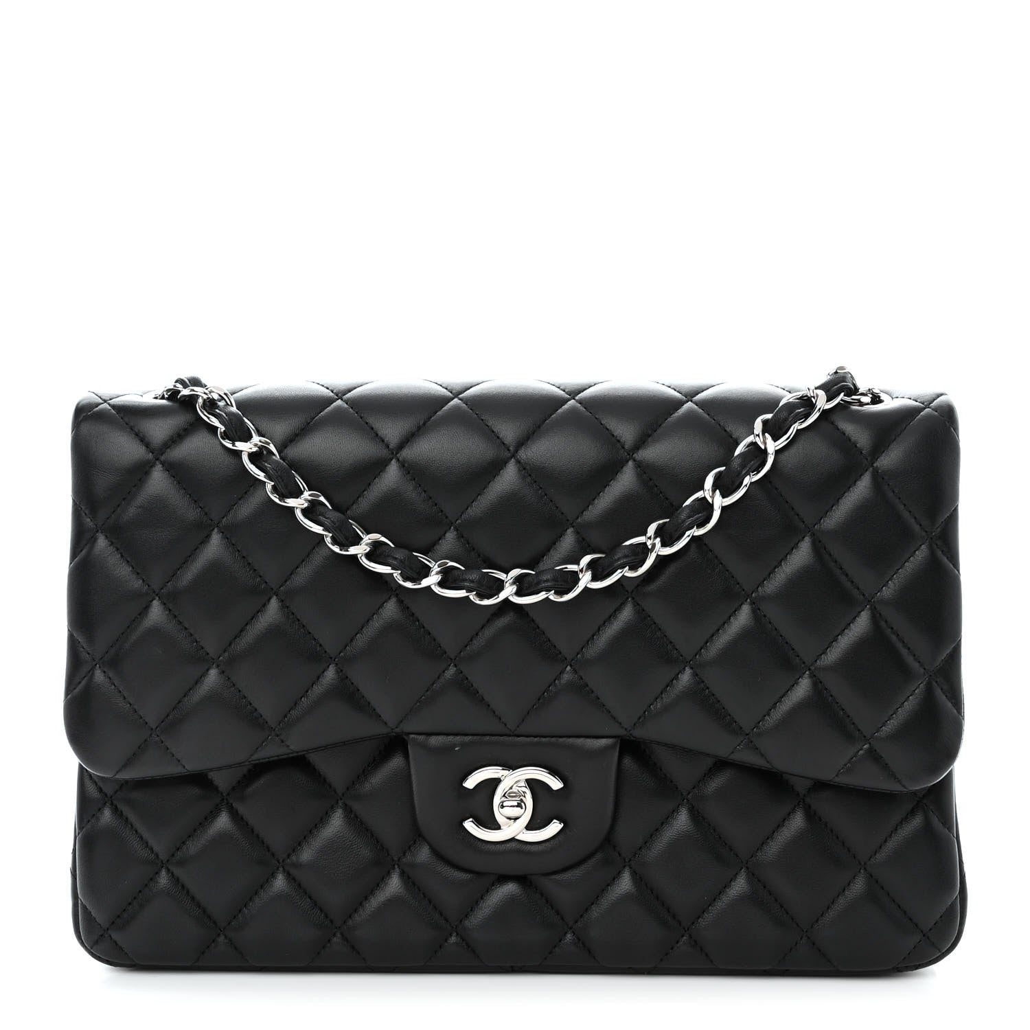 Chanel Lambskin Quilted Jumbo Double Flap Black 2 of 13