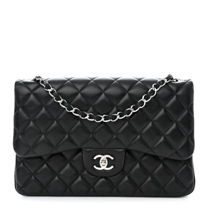 Chanel Lambskin Quilted Jumbo Double Flap Black 2 of 13