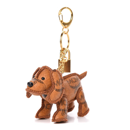 MCM Visetos Dog Key Ring Bag Charm Cognac 1 of 5