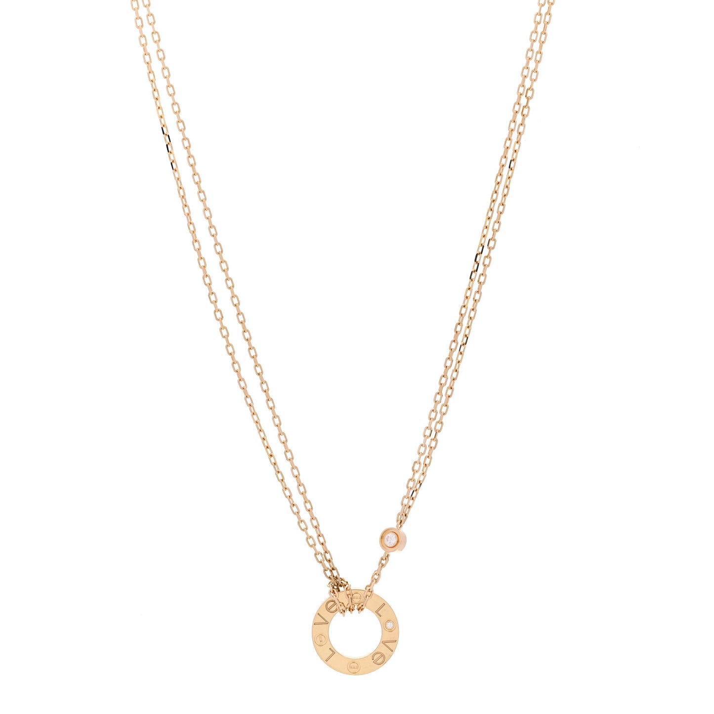 18K Yellow Gold 2 Diamond LOVE Necklace