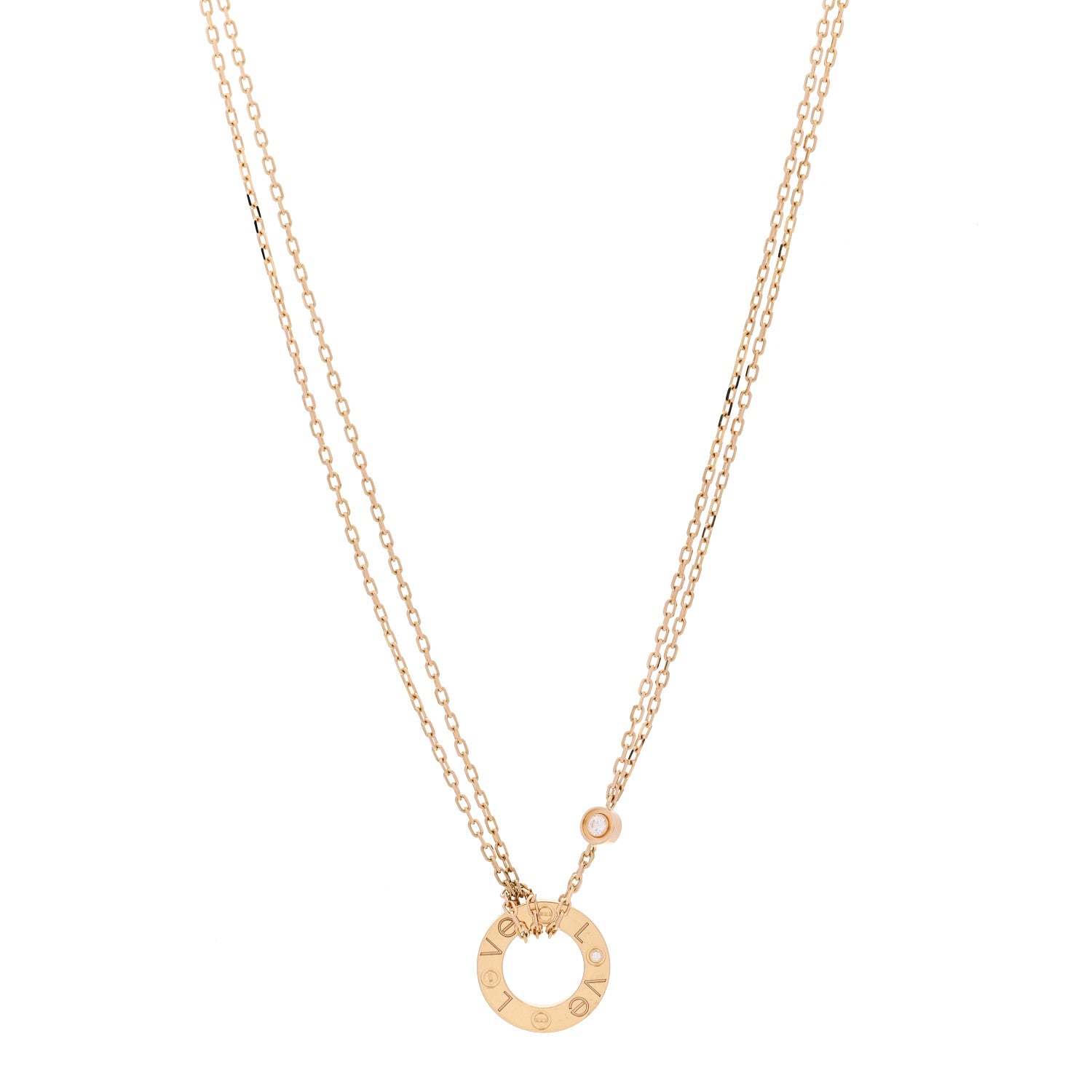 Cartier 18K Yellow Gold 2 Diamond LOVE Necklace 1 of 6