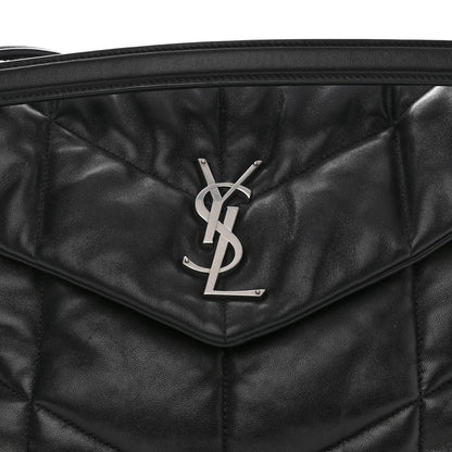 Saint Laurent Lambskin Quilted Medium Loulou Puffer Monogram Chain Satchel Black 9 of 11