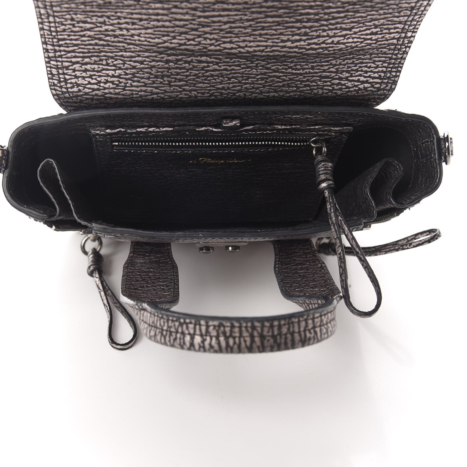3.1 Phillip Lim 3.1 Textured Calfskin Mini Pashli Satchel Black Mauve 5 of 10