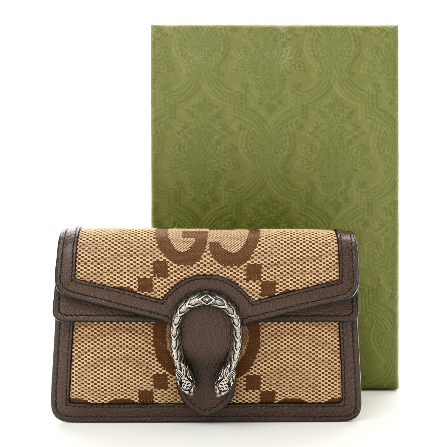 Gucci Monogram Jumbo GG Textured Dollar Calfskin Super Mini Dionysus Shoulder Bag Camel Ebony New Acero 11 of 11