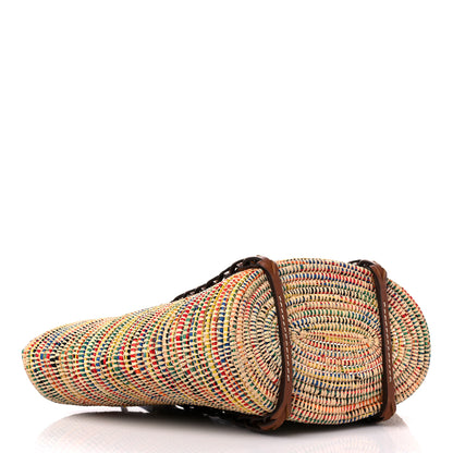 Prada Paglia Vitello Woven Braided Basket Tote Multicolor Cognac 4 of 9