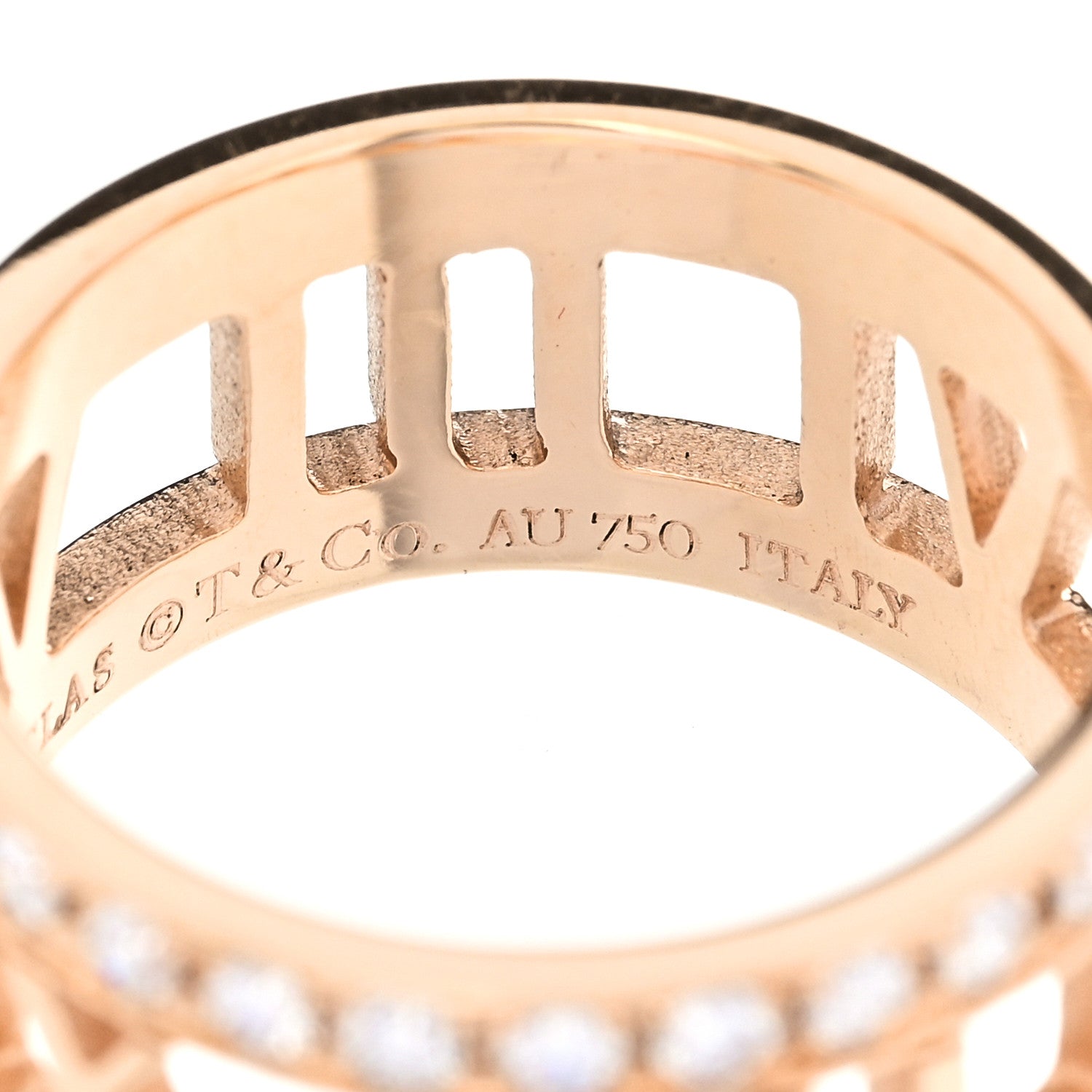 Tiffany 18K Rose Gold Diamond Wide Atlas Open Ring 48 4.5 5 of 6