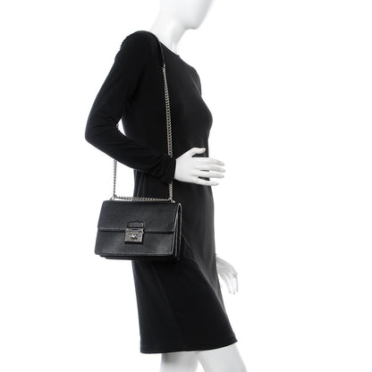 Dolce & Gabbana Grained Calfskin Rosalia Shoulder Bag Black 2 of 6