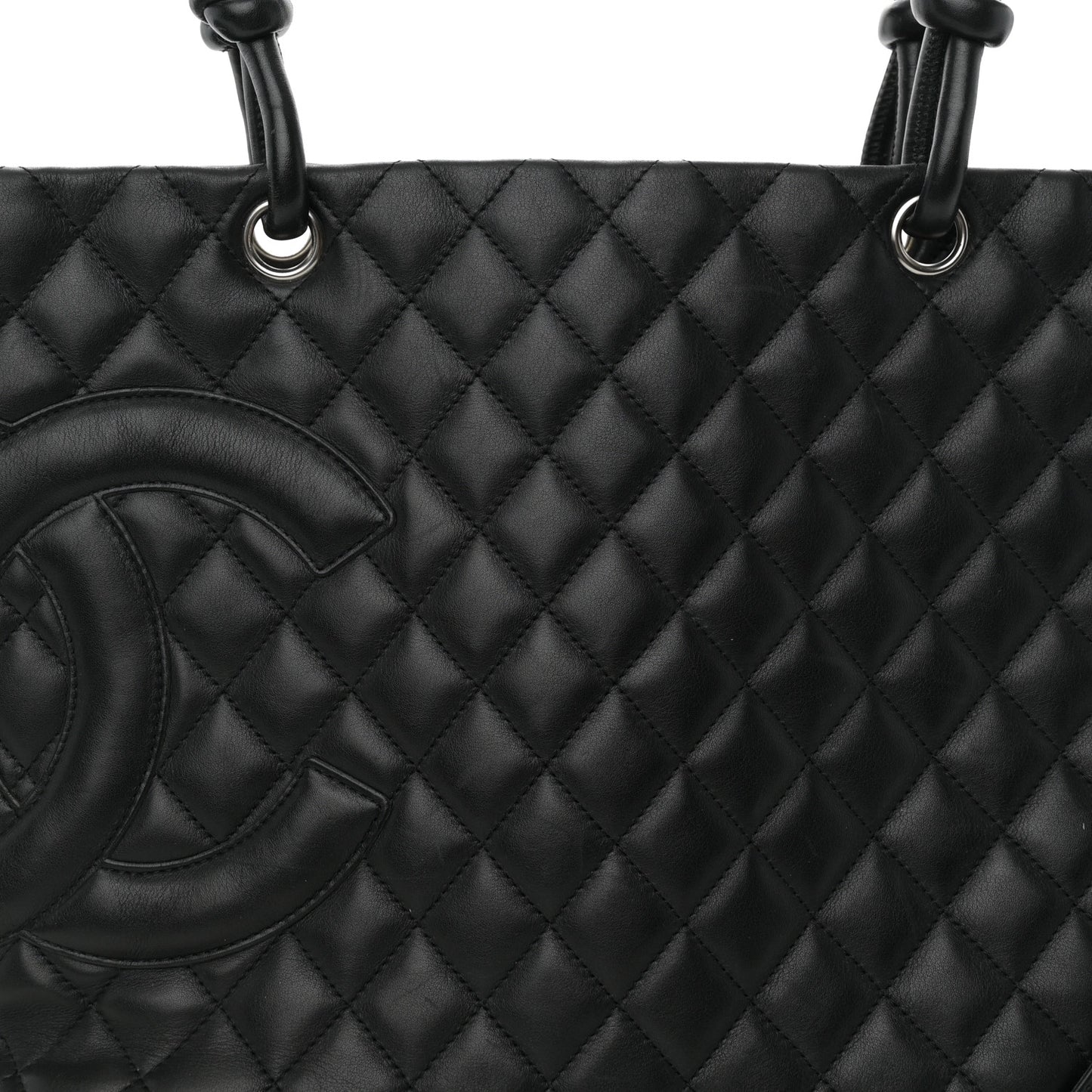 Calfskin Quilted Large Cambon Tote Black