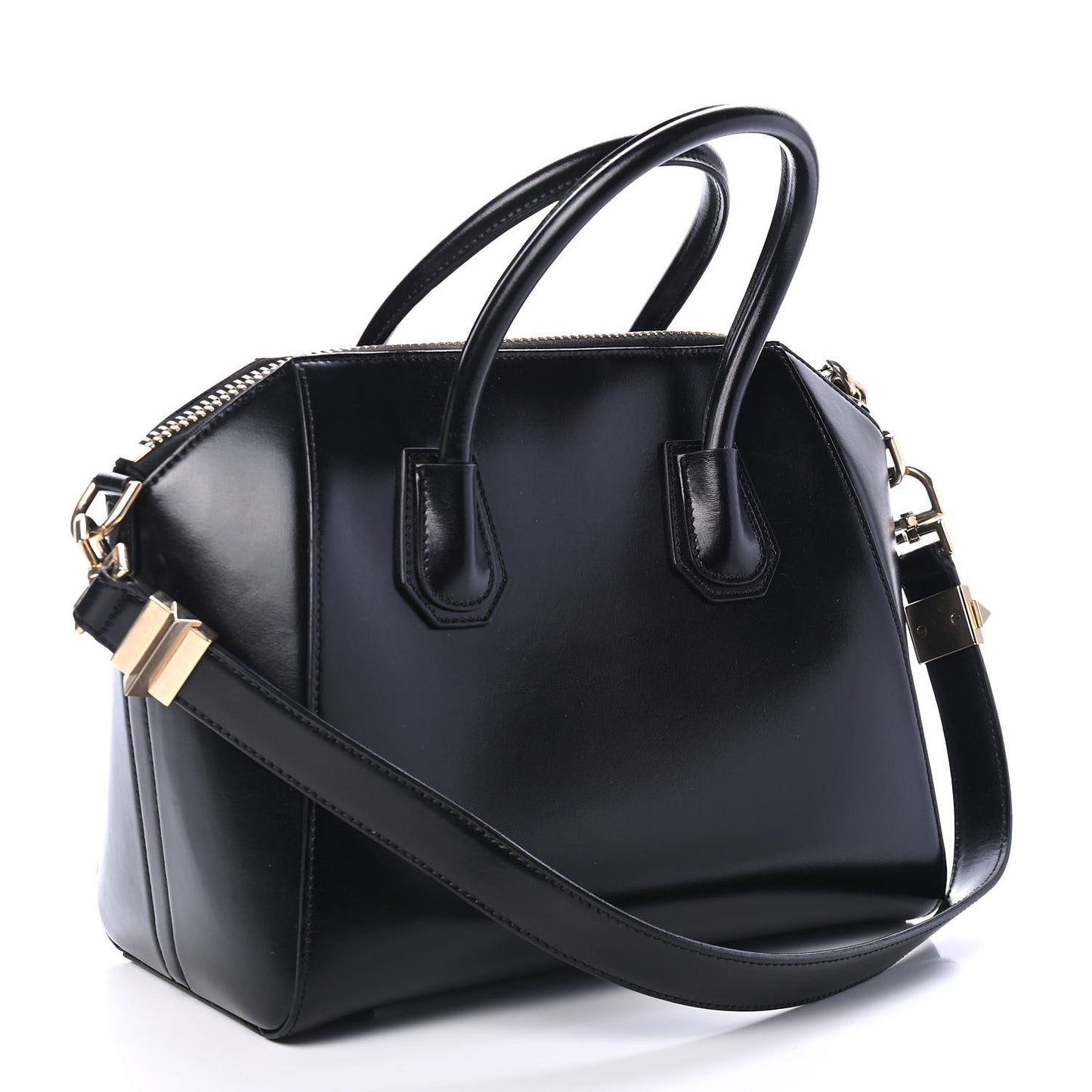 Shiny Lord Calfskin Small Antigona Black
