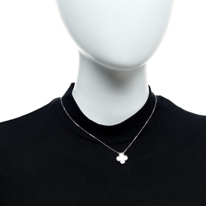 Van Cleef & Arpels 18K White Gold Mother of Pearl Vintage Alhambra Pendant Necklace 2 of 5