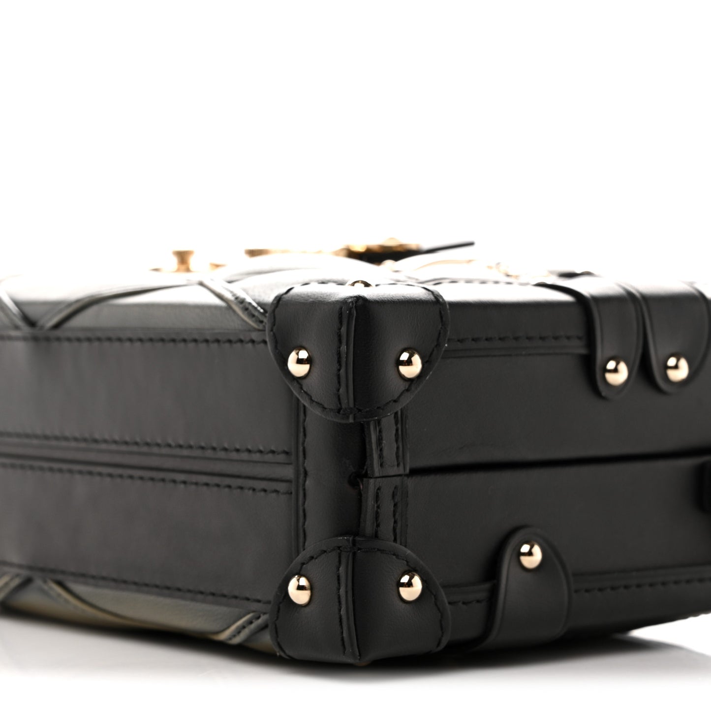 Lambskin Malletage Petite Malle Black Beige