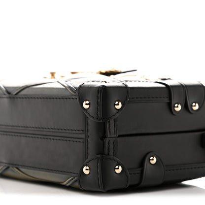 Louis Vuitton Lambskin Malletage Petite Malle Black Beige 9 of 10