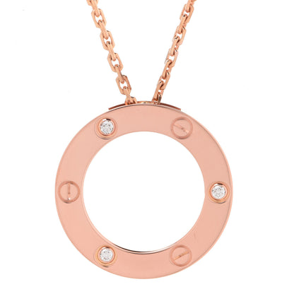 Cartier 18K Pink Gold 3 Diamonds LOVE Pendant Necklace 4 of 8