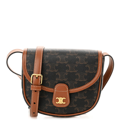 Celine Canvas Calfskin Triomphe Mini Besace Tan 1 of 9