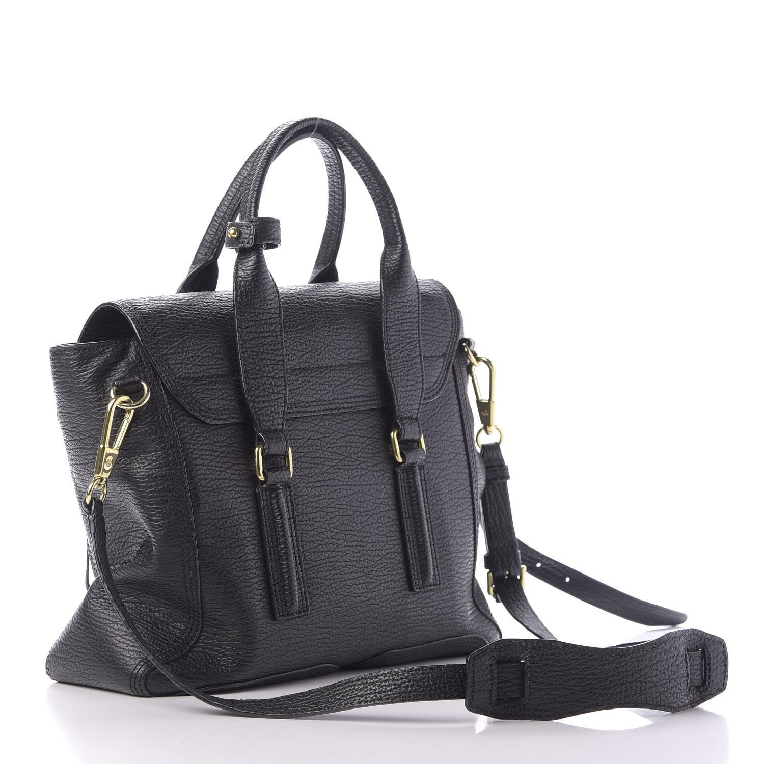 3.1 Phillip Lim 3.1 Textured Calfskin Medium Pashli Satchel Black 3 of 10