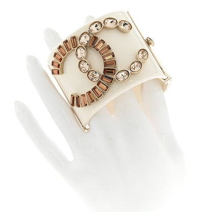 Chanel Resin Crystal CC Cuff White 2 of 4