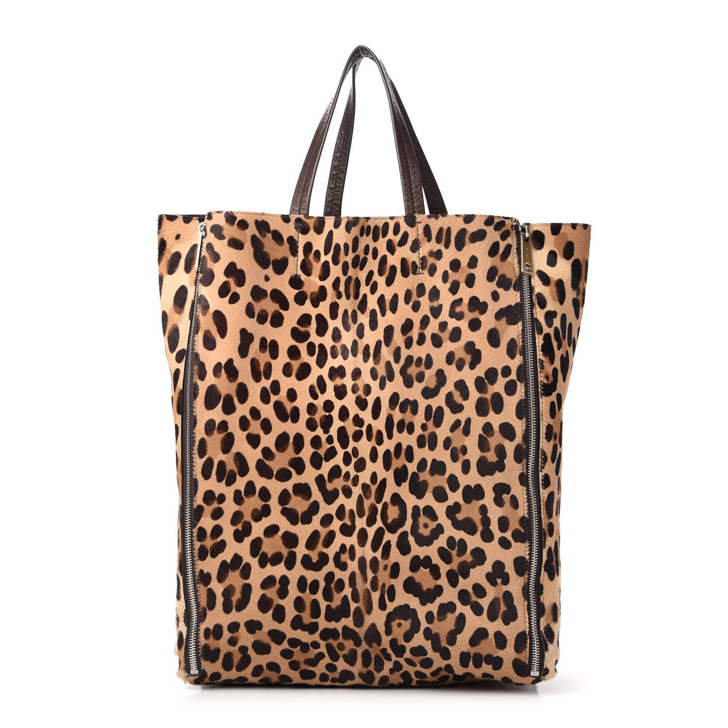 Celine Calf Hair Leopard Print Vertical Zip Gusset Cabas 1 of 9