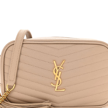 Saint Laurent Grain De Poudre Matelasse Monogram Mini Lou Camera Bag Dark Latte 7 of 9