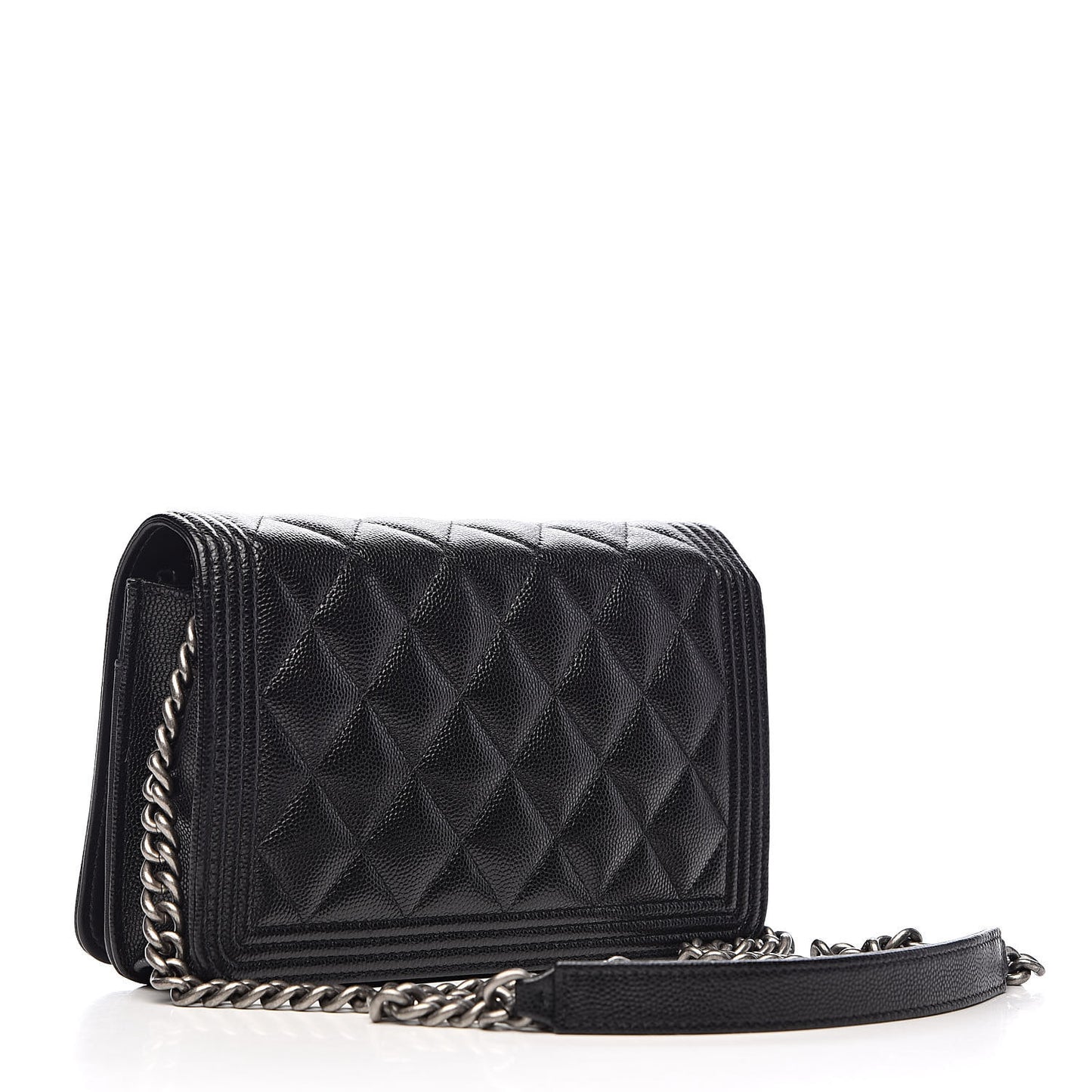 Caviar Quilted Boy Wallet On Chain WOC Black