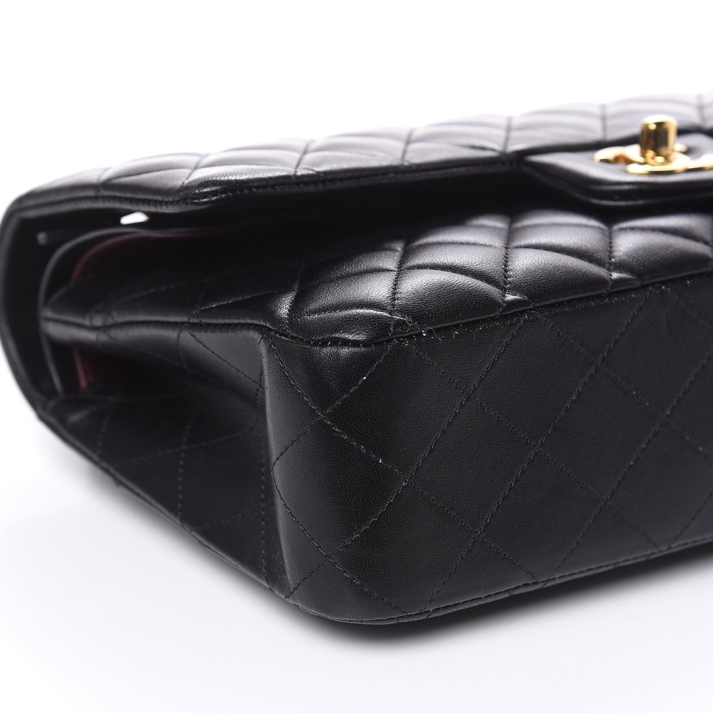 Lambskin Quilted Medium Double Flap Black