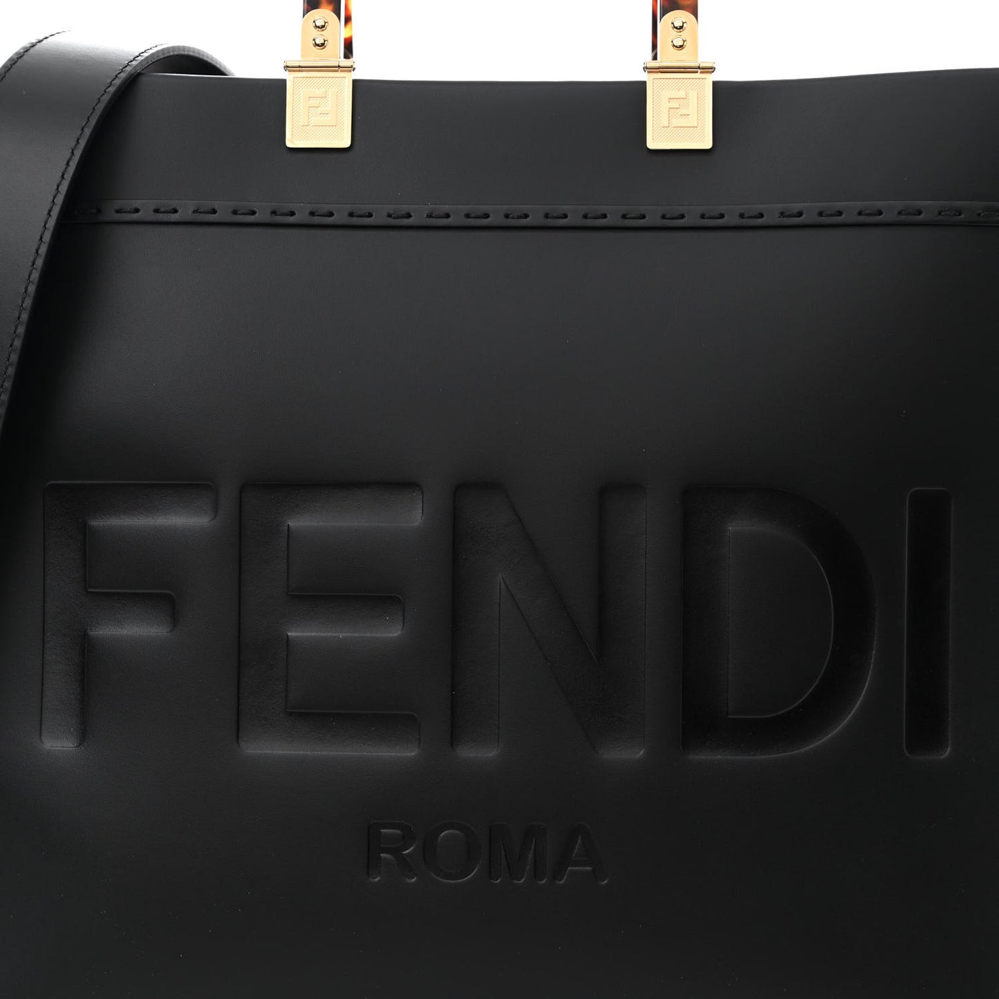 Vitello King Plexiglass Medium Fendi Sunshine Shopper Tote Black