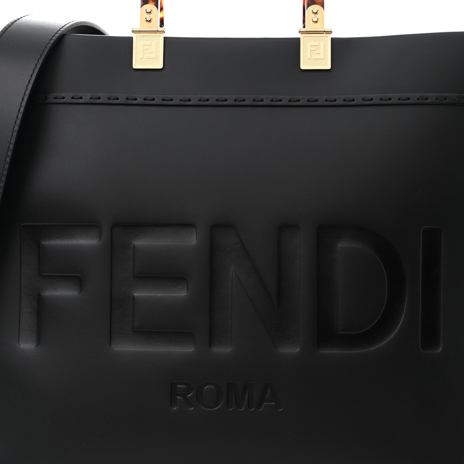 Fendi Vitello King Plexiglass Medium Fendi Sunshine Shopper Tote Black 8 of 10