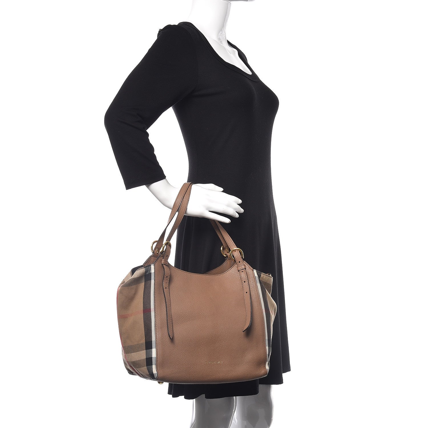 Burberry Grainy Calfskin House Check Small Canterbury Tote Tan 2 of 11