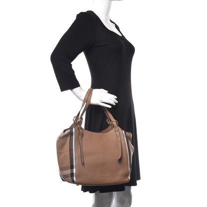 Burberry Grainy Calfskin House Check Small Canterbury Tote Tan 2 of 11
